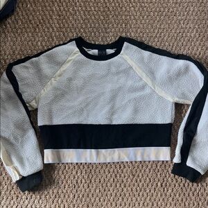 P.E Nation Black and White fleece and nylon sweatshirt top sz s